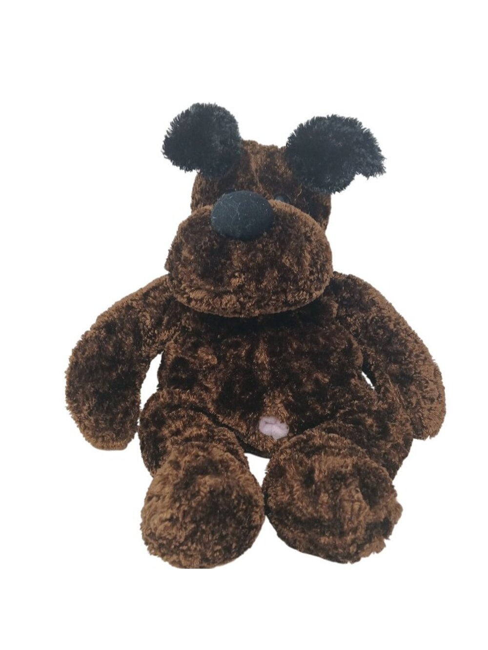 Brown Plush Dog Stuffed Animal 19" Soft Cuddly Toy W/ Pink Belly Button #D-35